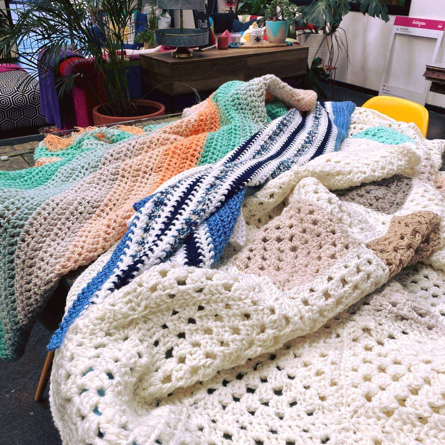Beautiful crocheted blankets for the TOTS Blanket Challenge at The Creative Fringe Penrith